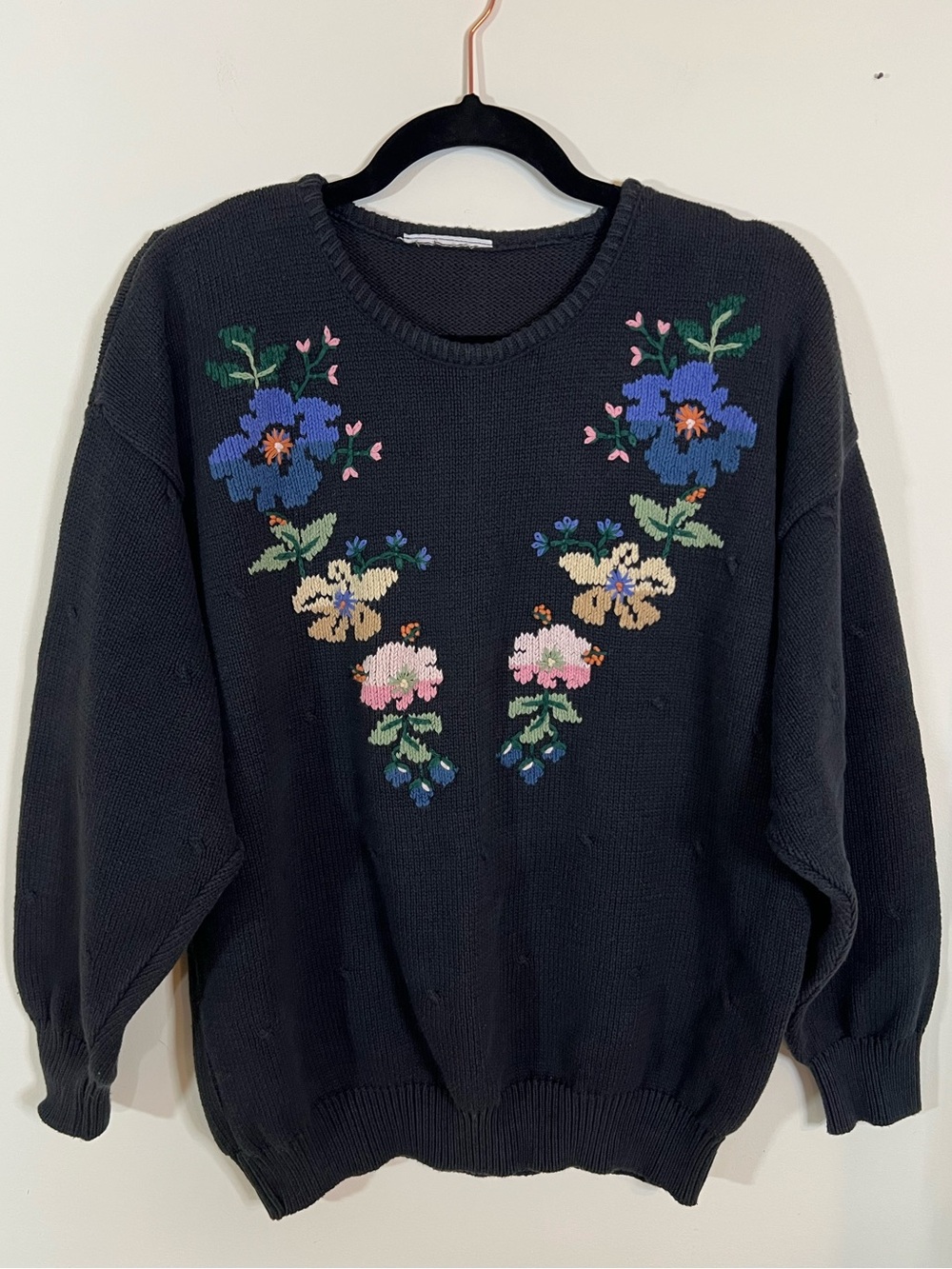 Vintage Floral Knit Crewneck Sweater | M/L